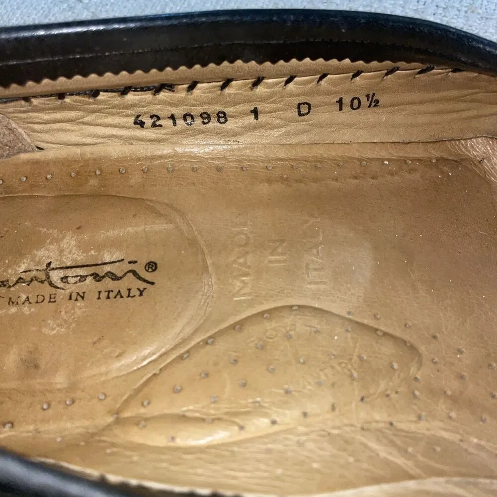 Santoni Italy Men’s Casual Loafers Size 10.5 D Black Leather Going Out Comfort